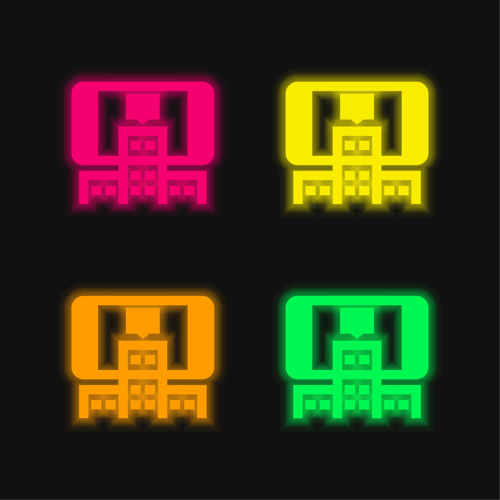 Artırılmış Gerçeklik dört renk parlayan neon vektör simgesi - Vektör, Görsel