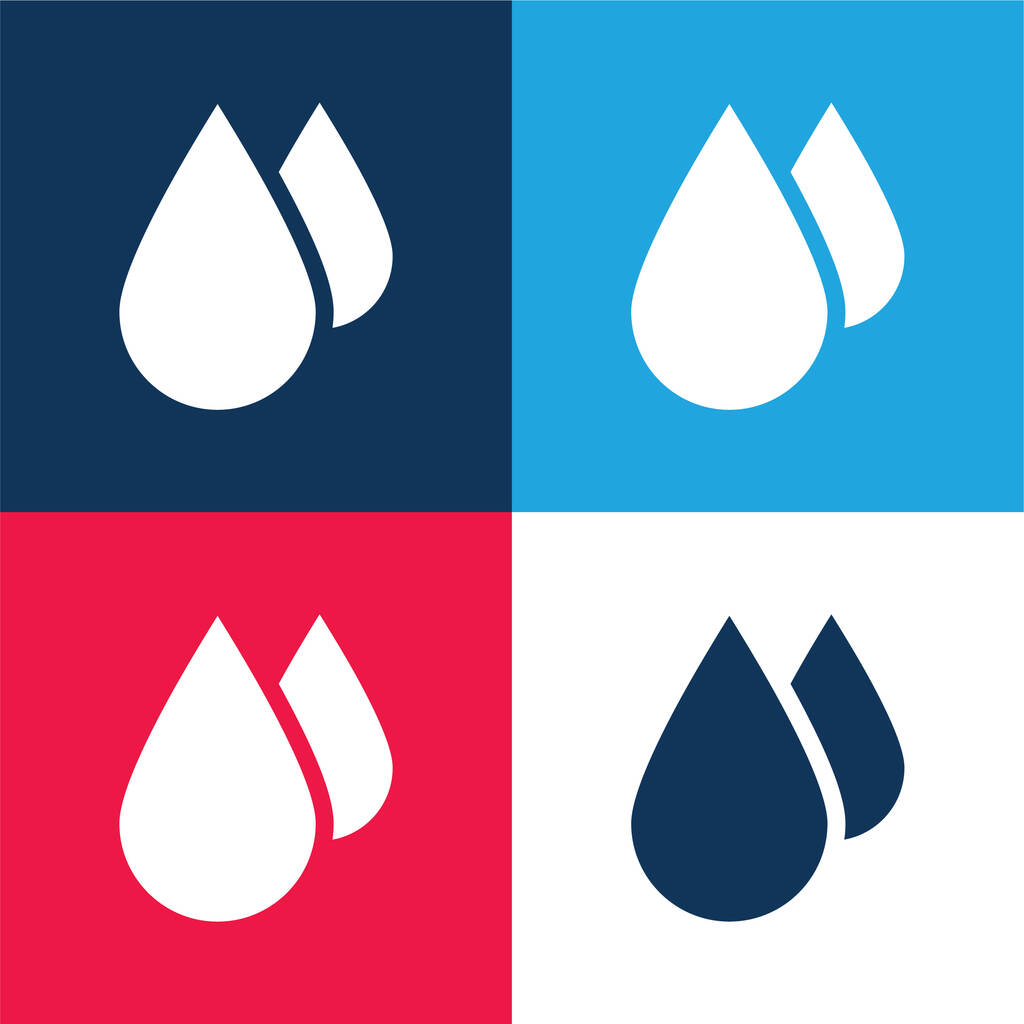 Ensemble d'icônes minimales bleu sang et rouge à quatre couleurs - Vecteur, image