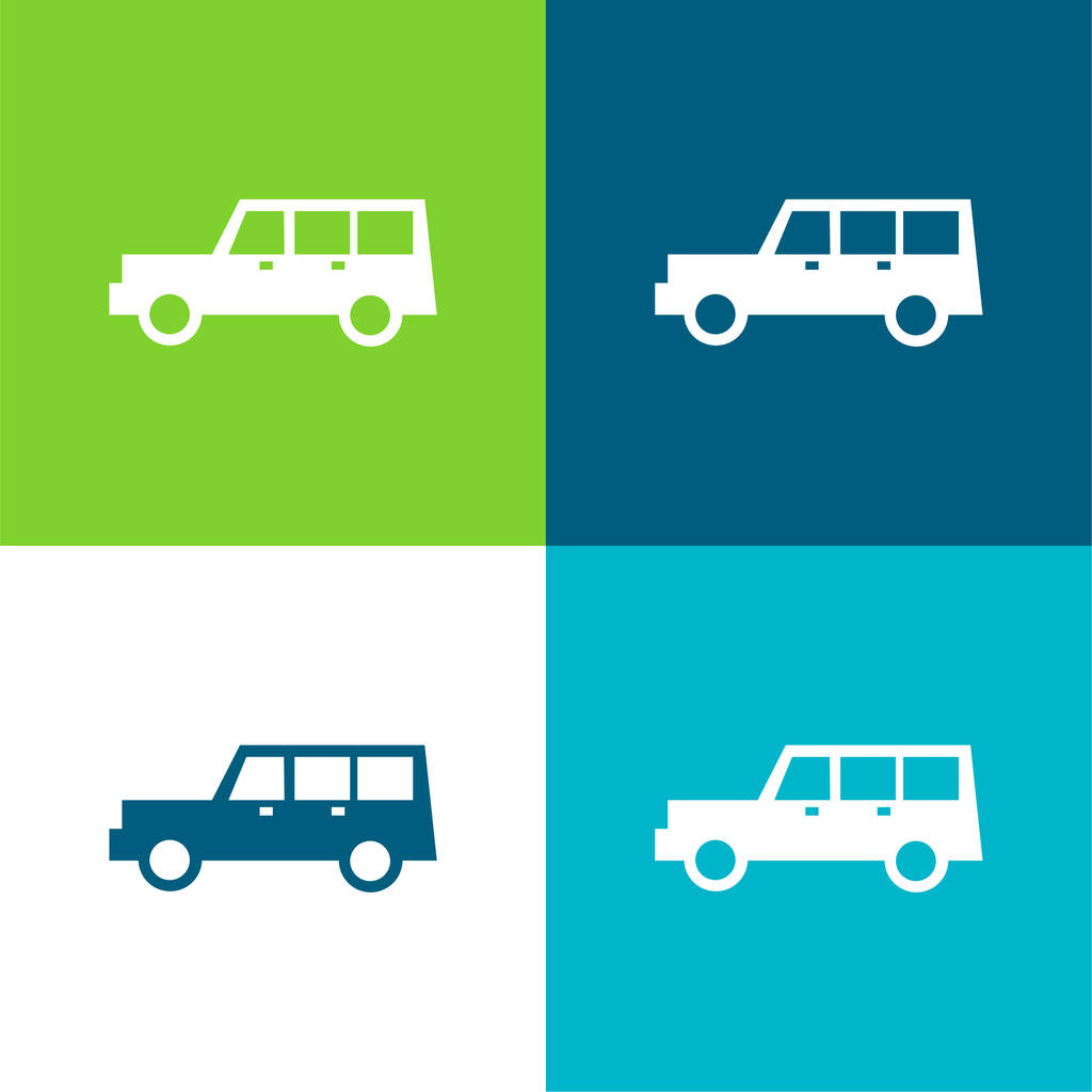 Všechna terénní vozidla Byt čtyři barvy minimální ikona nastavena - Vektor, obrázek