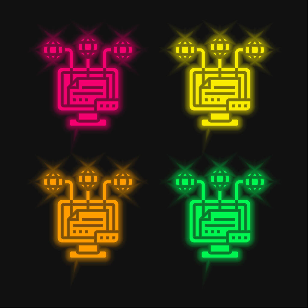 Öznitelik dört renk parlayan neon vektör simgesi - Vektör, Görsel