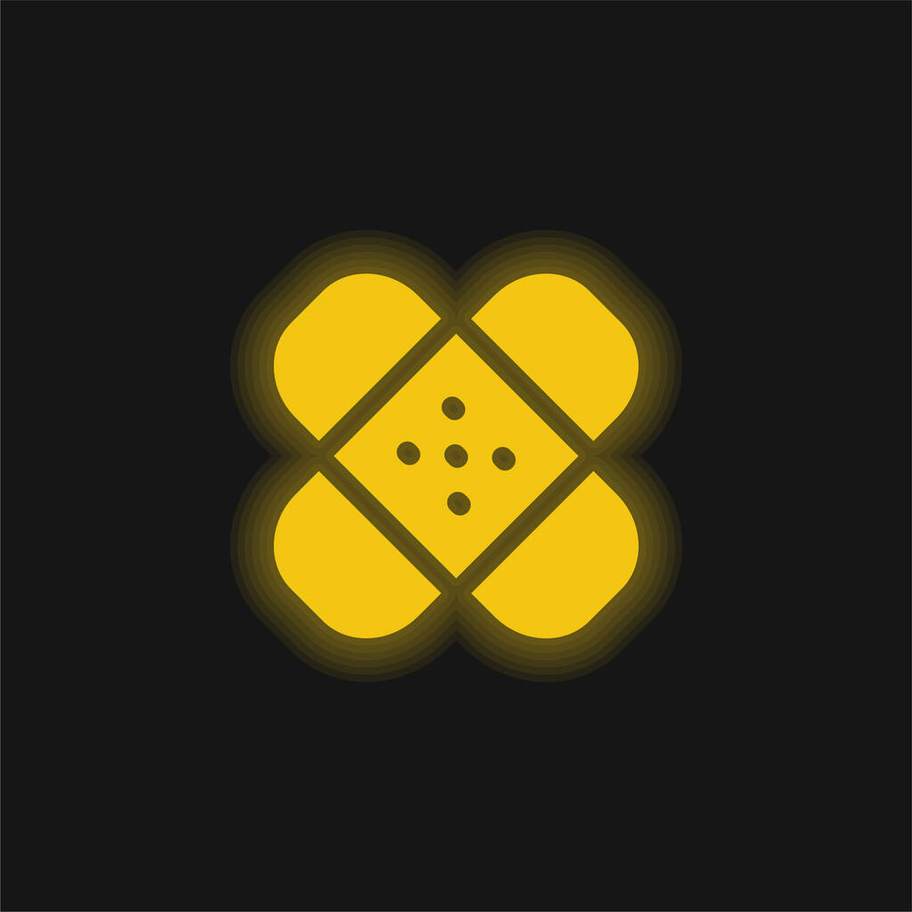 Band Aids keltainen hehkuva neon kuvake - Vektori, kuva