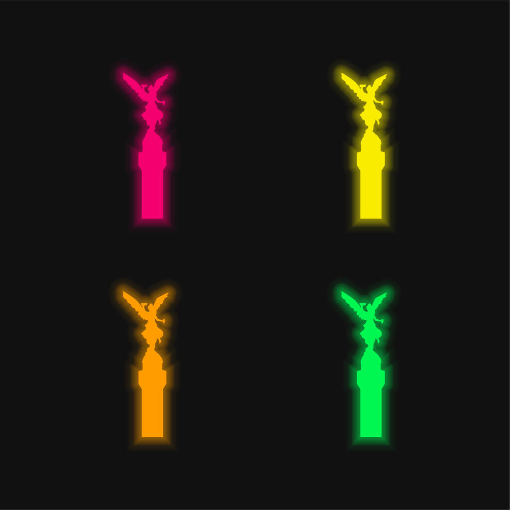 Angel Of Independence Of Mexico vier kleuren gloeiende neon vector icoon - Vector, afbeelding