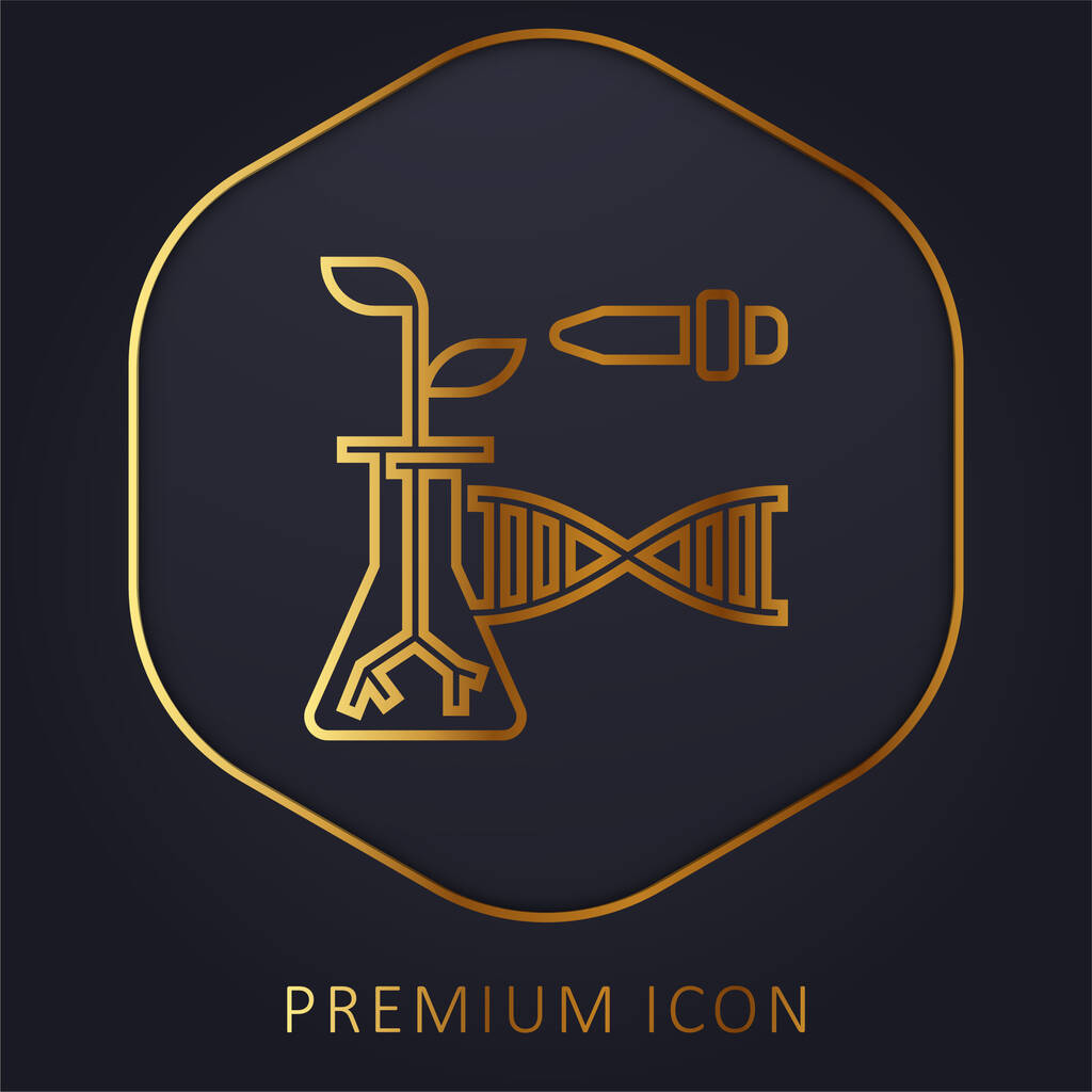 Logo nebo ikona prémie zlaté linie biotechnologie - Vektor, obrázek
