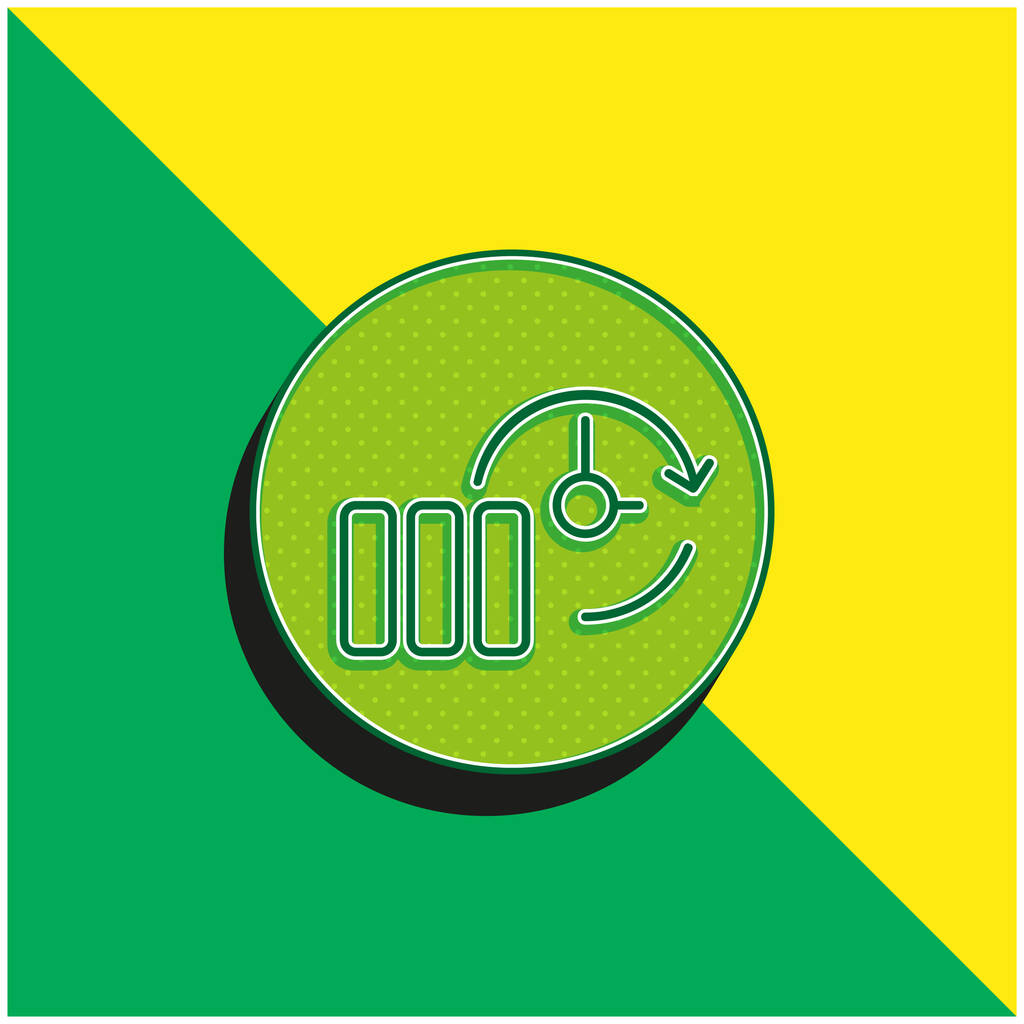 円での薄いアウトラインシンボルのバックアップ緑と黄色の現代的な3Dベクトルアイコンのロゴ - ベクター画像