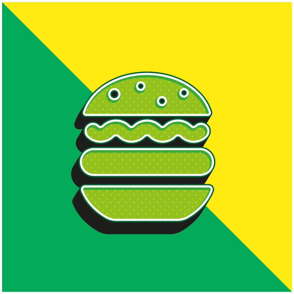 Big Hamburger Zielony i żółty nowoczesny ikona wektora 3D logo - Wektor, obraz