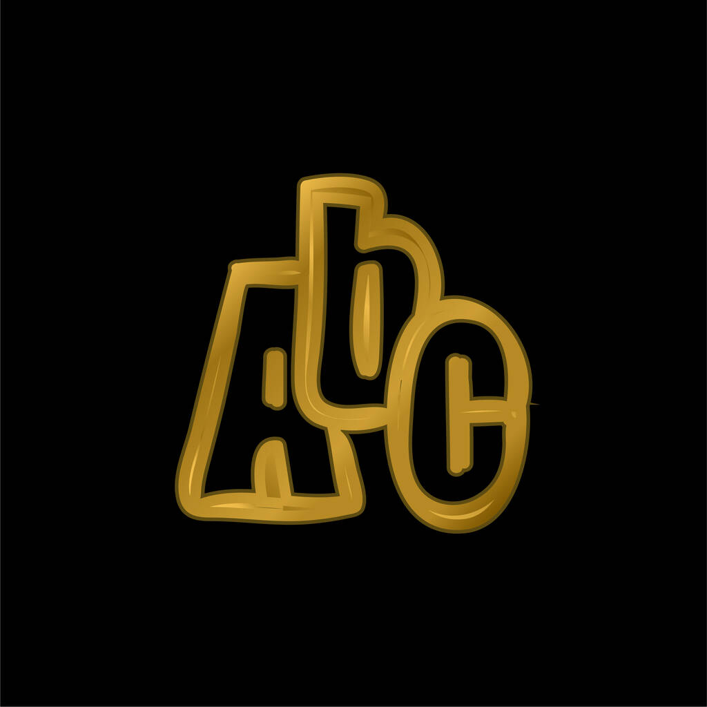 ABC ručně kreslené písmena pozlacené kovové ikony nebo vektor loga - Vektor, obrázek