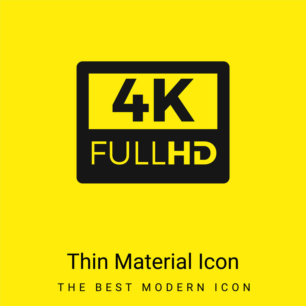 4K FullHD minimalna jasnożółta ikona materiału - Wektor, obraz