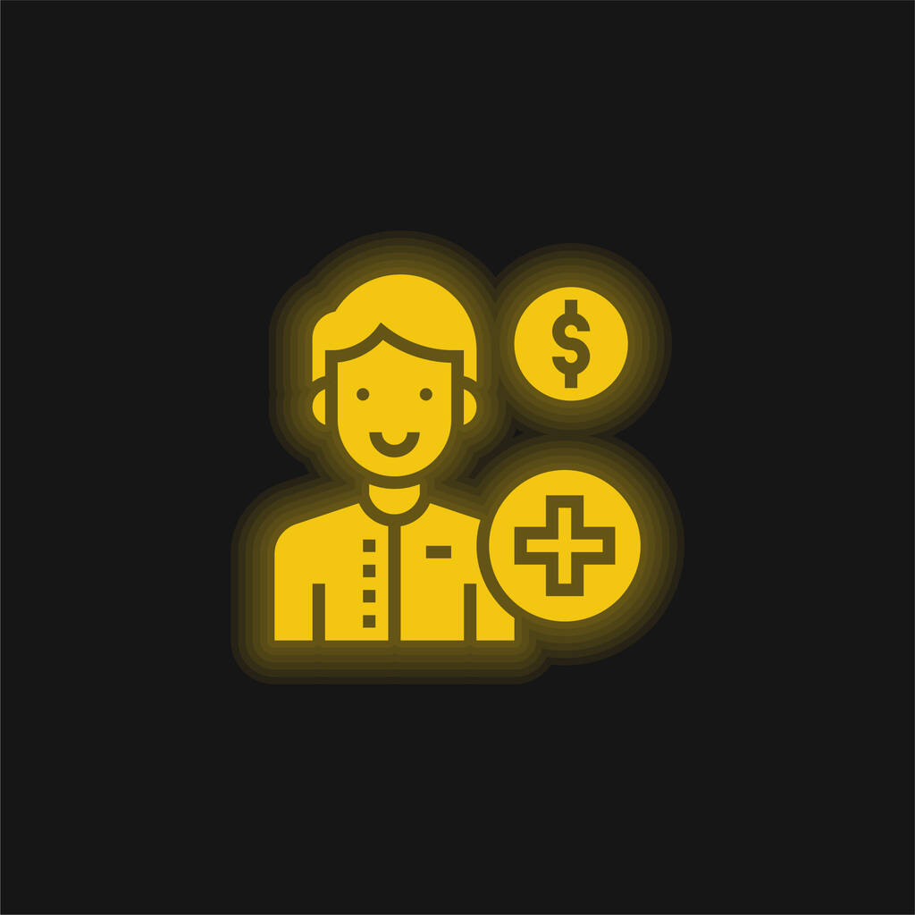 Ikona žlutého zářícího neonu účtu - Vektor, obrázek