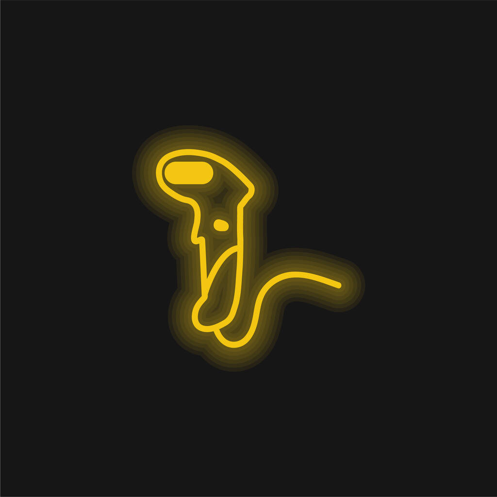 Желтый светящийся значок сканера штрих-кода - Вектор,изображение