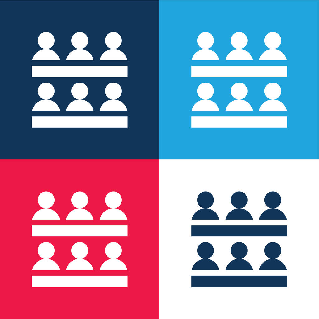 Association bleu et rouge ensemble d'icônes minimes quatre couleurs - Vecteur, image