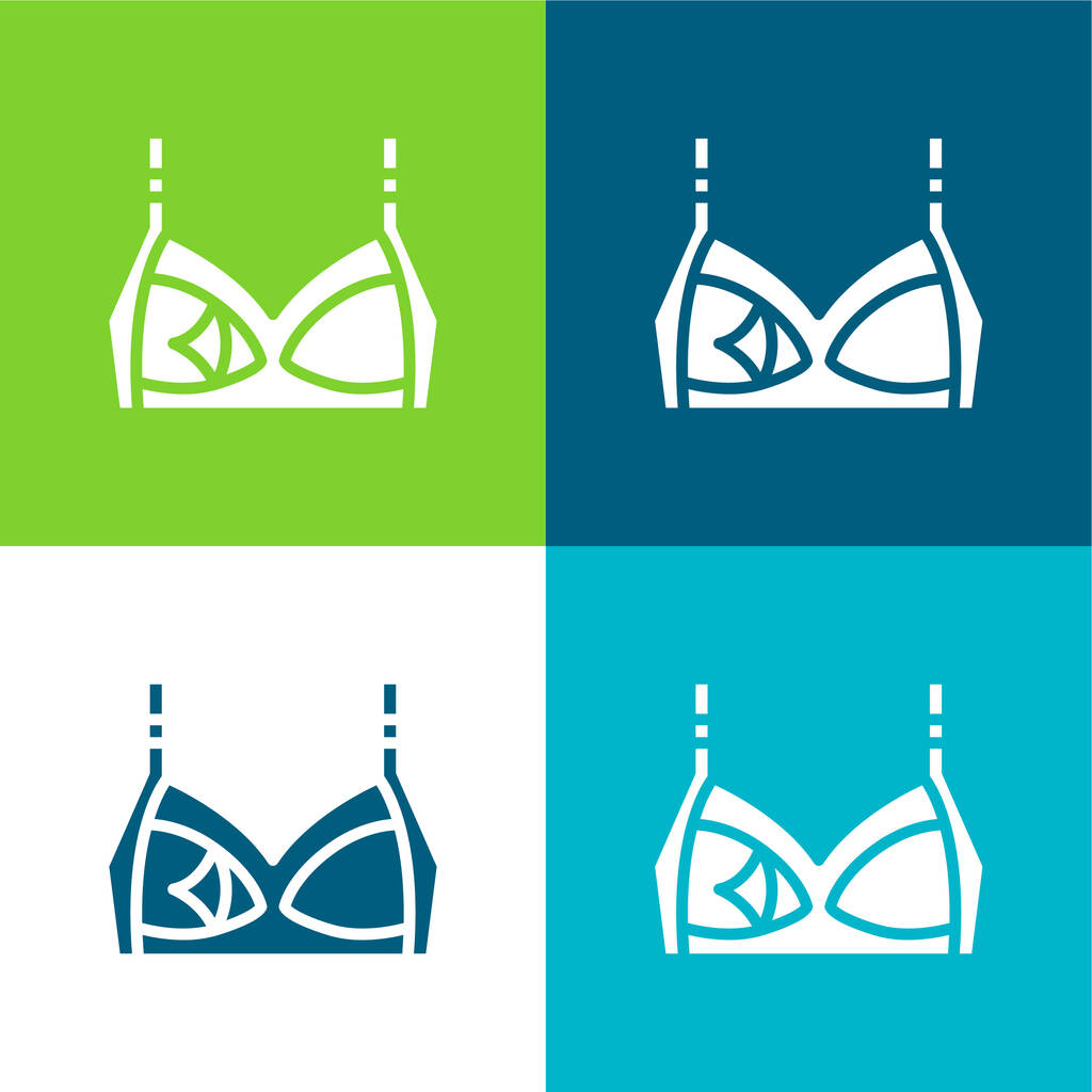 Melltartó Lapos négy szín minimális ikon készlet - Vektor, kép