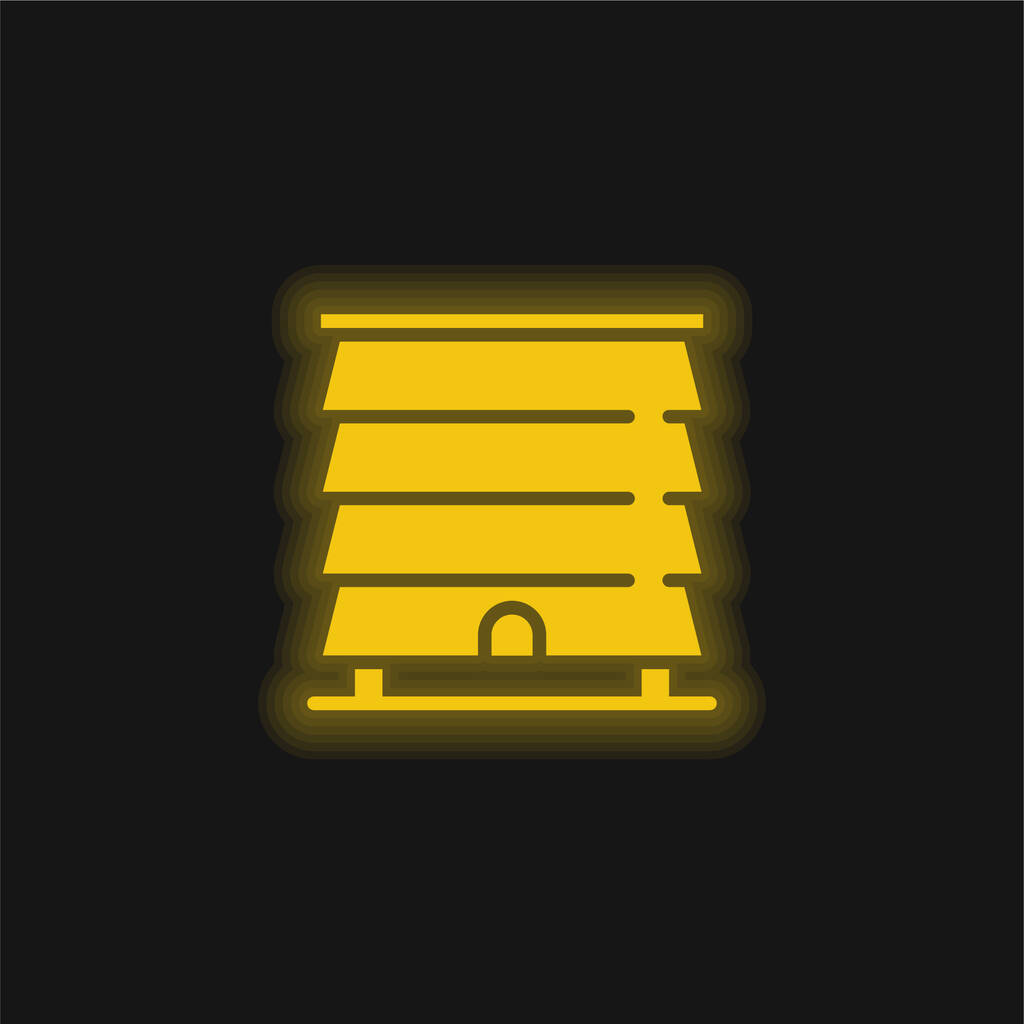 Abeille Ruche jaune brillant icône néon - Vecteur, image