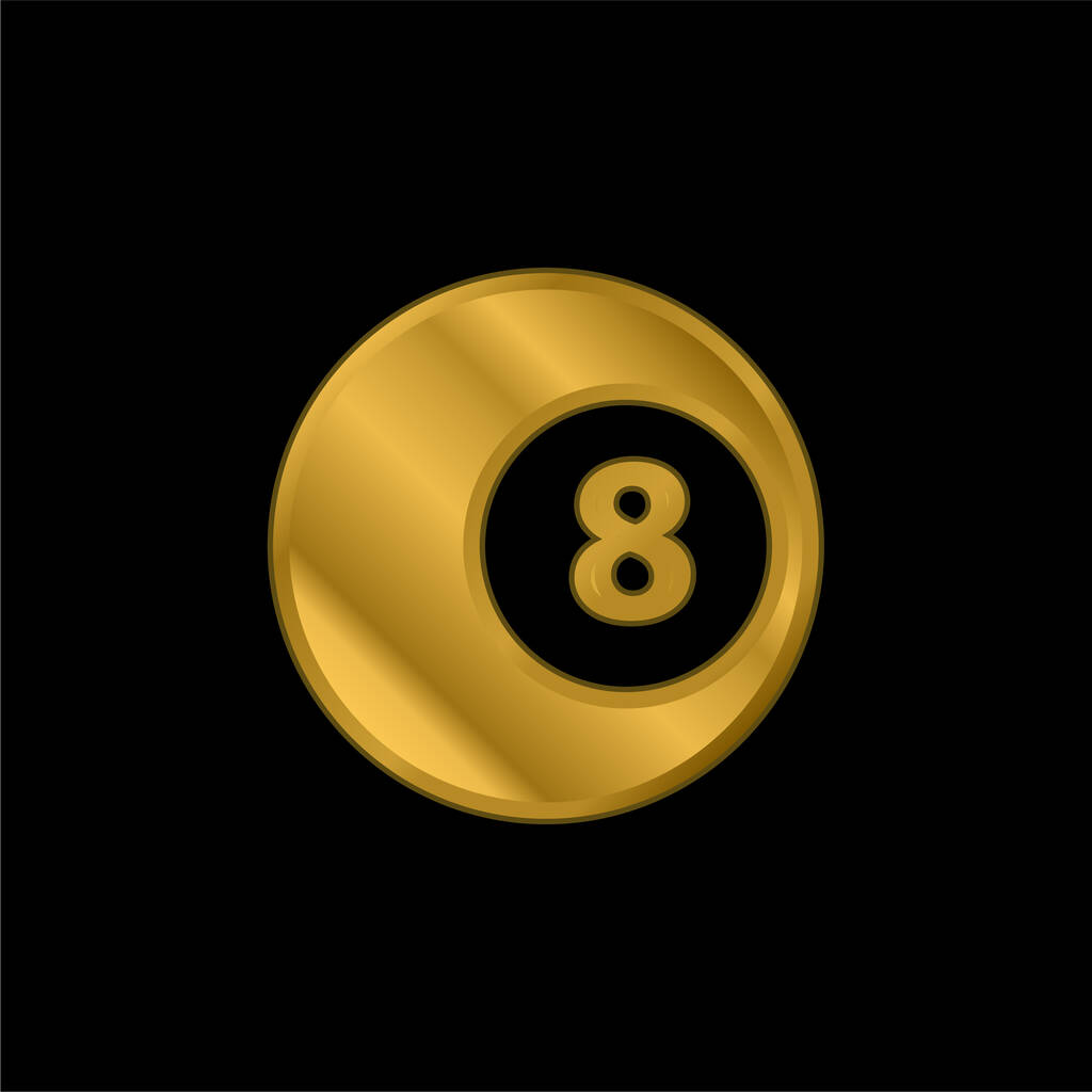 Černá osm kulečník koule pozlacené kovové ikony nebo logo vektor - Vektor, obrázek