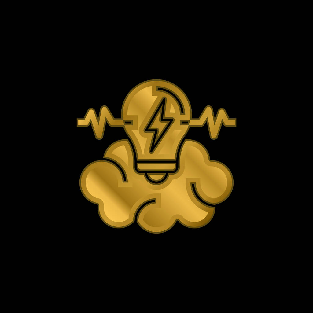 Brainstorm gold plated metalic icon or logo vector - Vector, Image