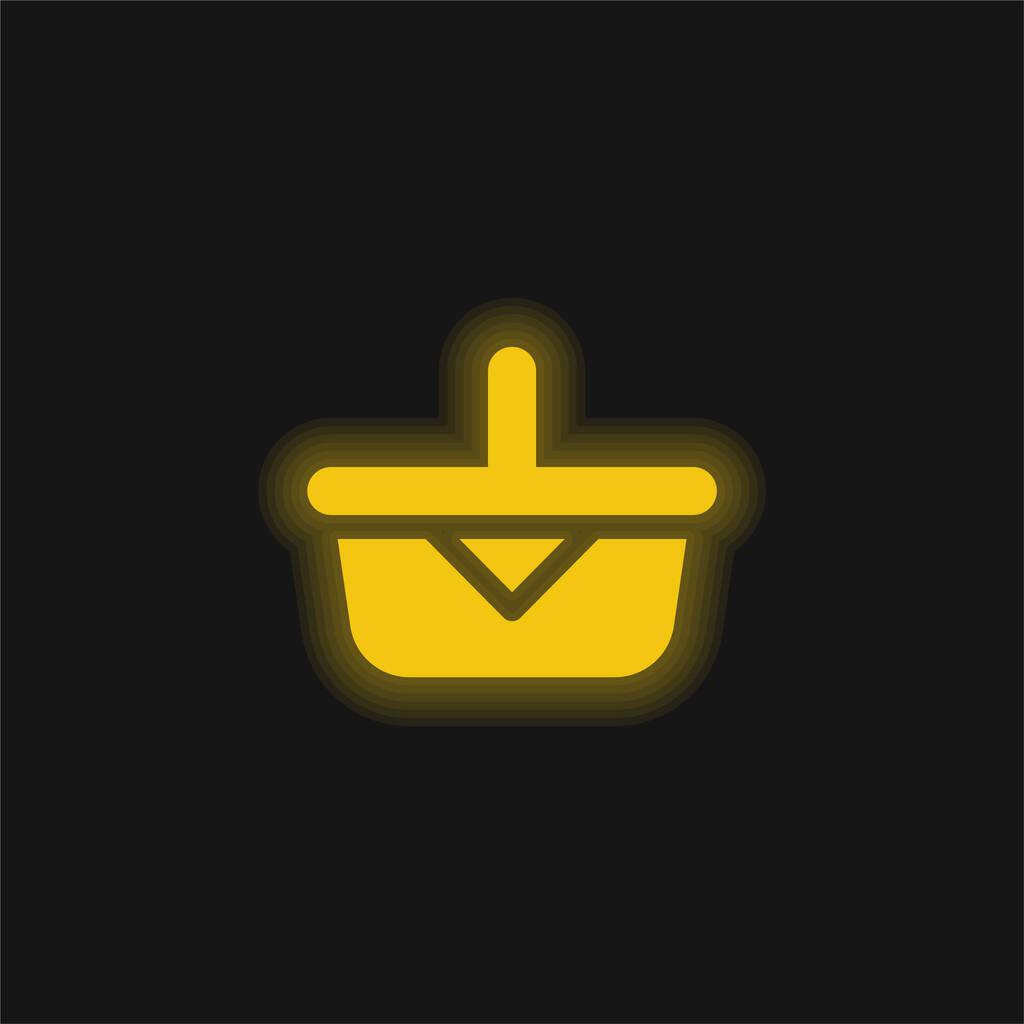 Basket yellow glowing neon icon - Vector, Image