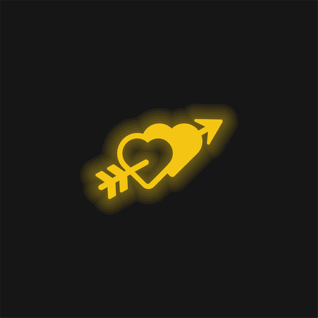 Pfeil gelb leuchtendes Neon-Symbol - Vektor, Bild