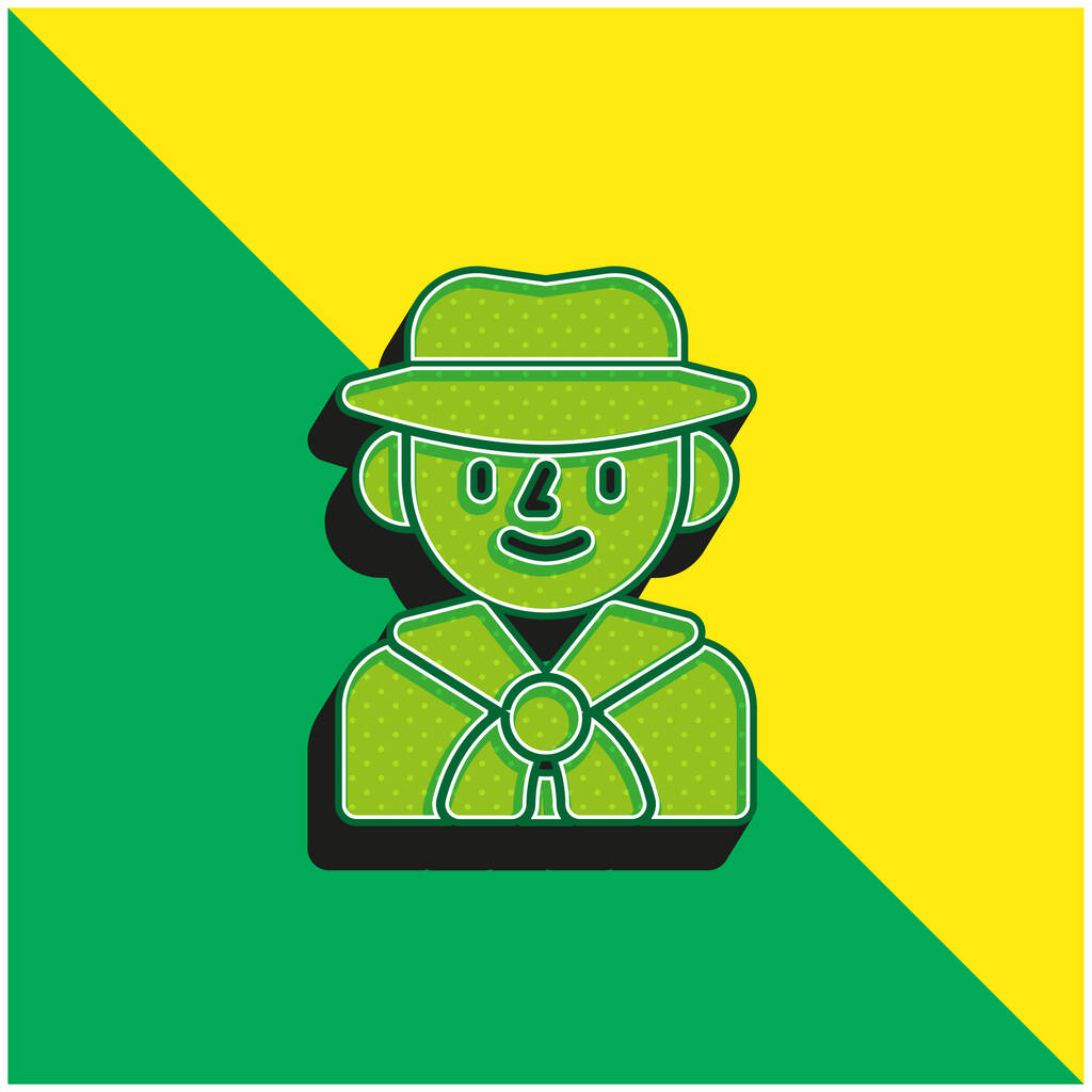 Бойскаут Зеленый и желтый современный 3d векторный логотип - Вектор,изображение