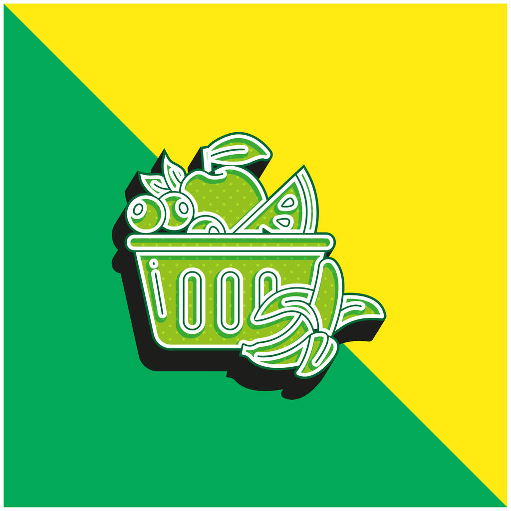 Καλάθι Πράσινο και κίτρινο σύγχρονο 3d διάνυσμα εικονίδιο λογότυπο - Διάνυσμα, εικόνα
