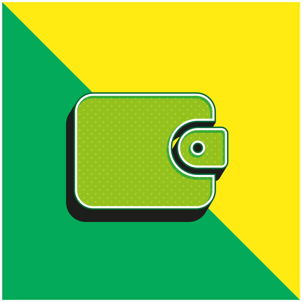 Billfold Zöld és sárga modern 3D vektor ikon logó - Vektor, kép