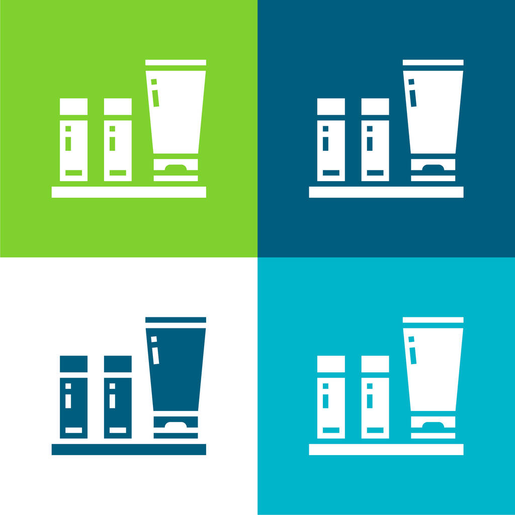 Amenities Flat four color minimal icon set - Vector, Image