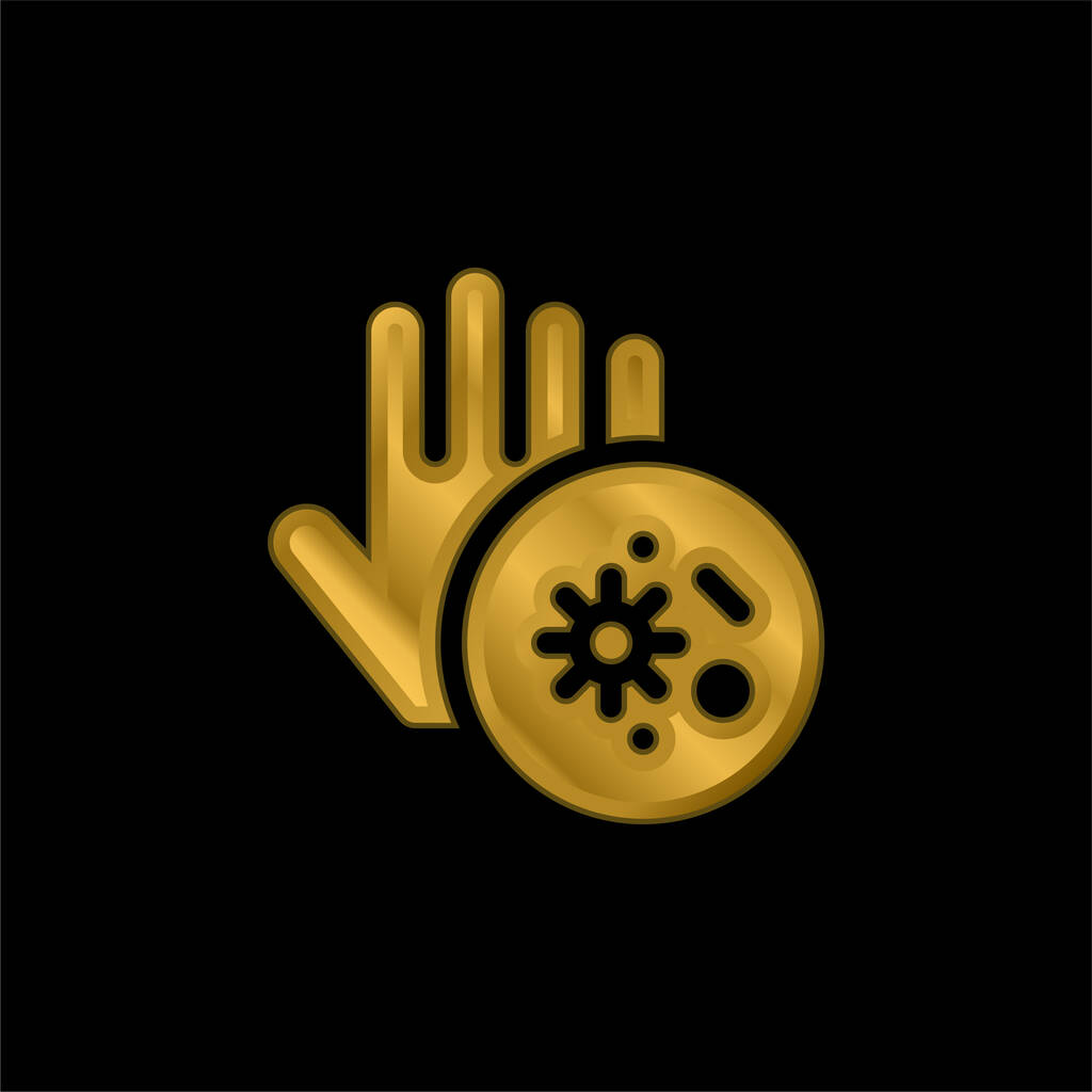 Bactérias banhado a ouro ícone metálico ou vetor logotipo - Vetor, Imagem