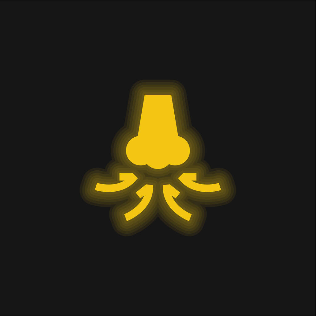 Respirar amarillo brillante icono de neón - Vector, imagen