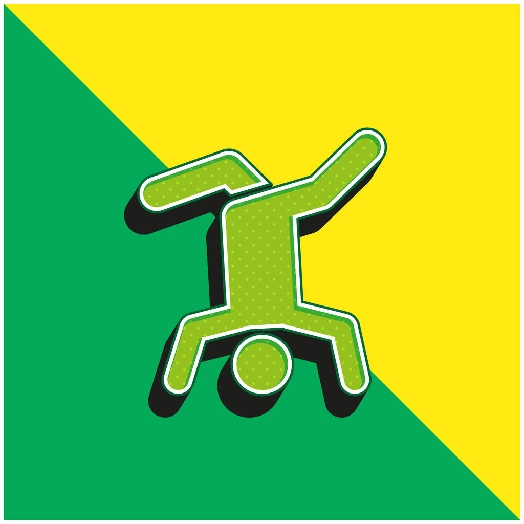 Breakdance Logo icona vettoriale 3D moderna verde e gialla - Vettoriali, immagini