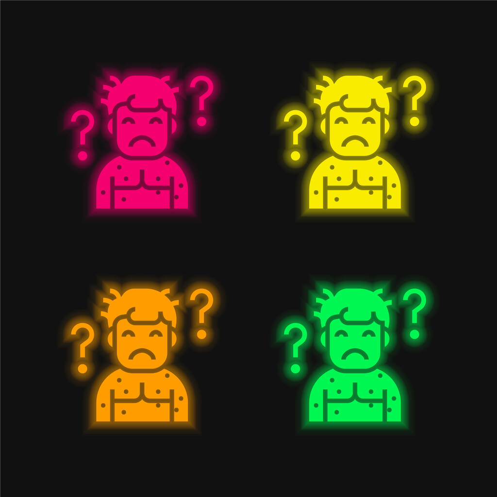 Anormale quattro colori incandescente icona vettoriale al neon - Vettoriali, immagini