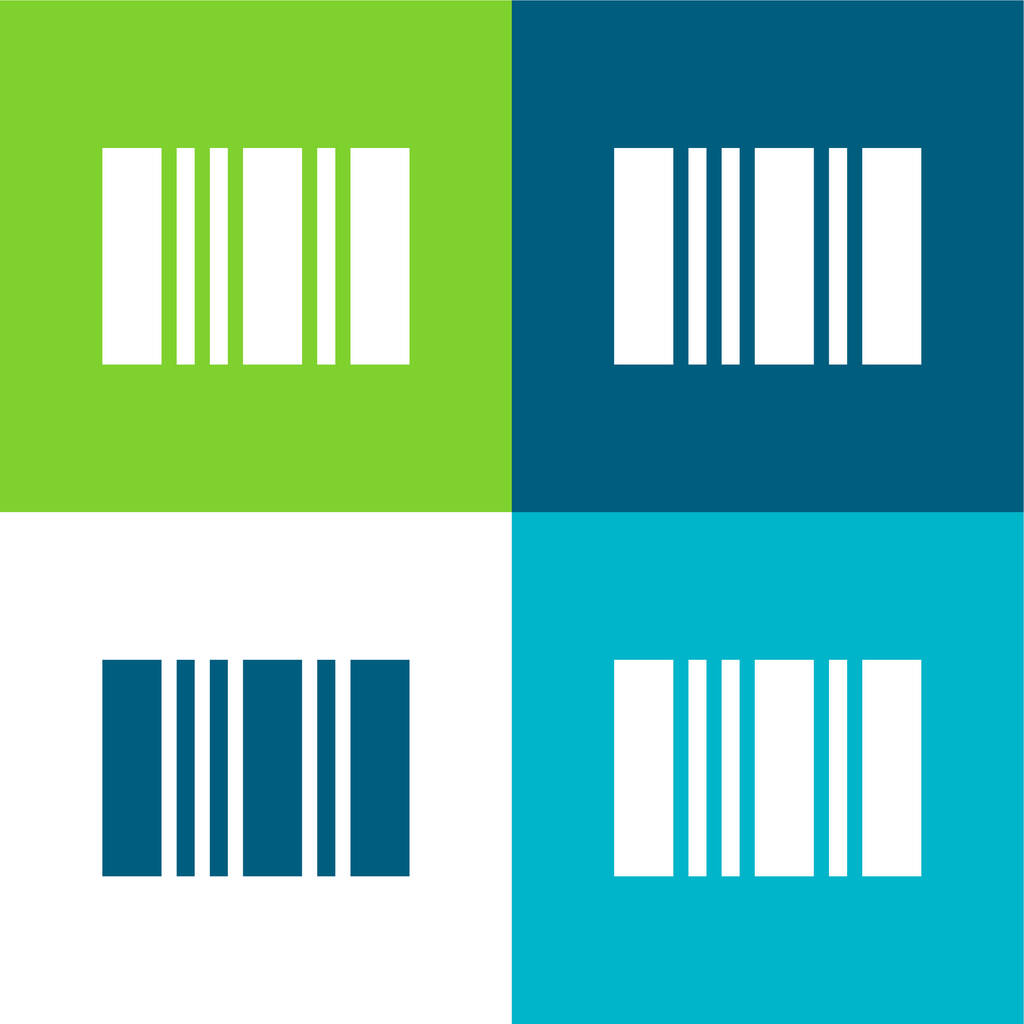 Kod kreskowy Flat cztery kolory minimalny zestaw ikon - Wektor, obraz
