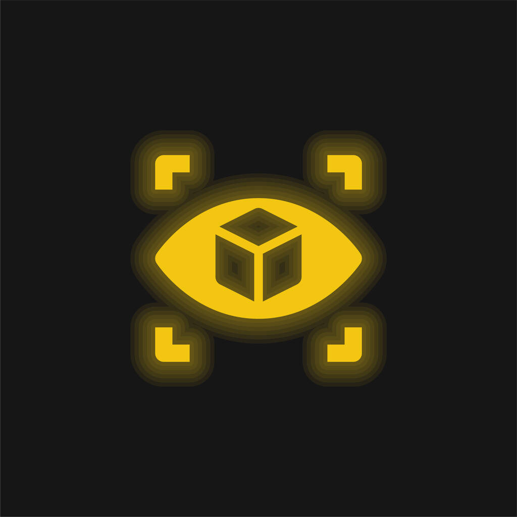 3ds giallo brillante icona al neon - Vettoriali, immagini