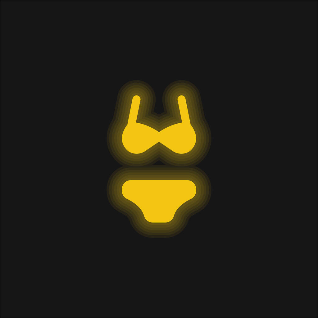 Bikini żółty świecący neon ikona - Wektor, obraz