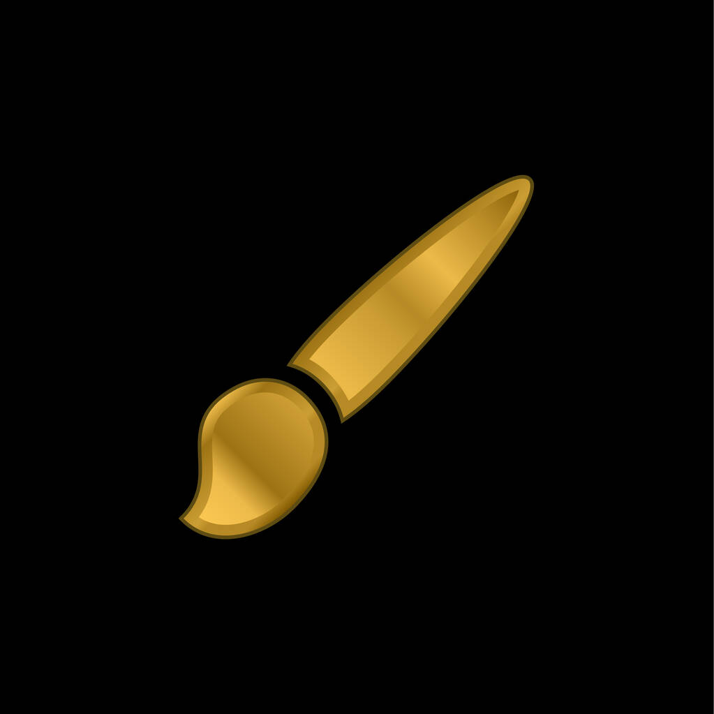 Pincel de artista chapado en oro icono metálico o logo vector - Vector, imagen