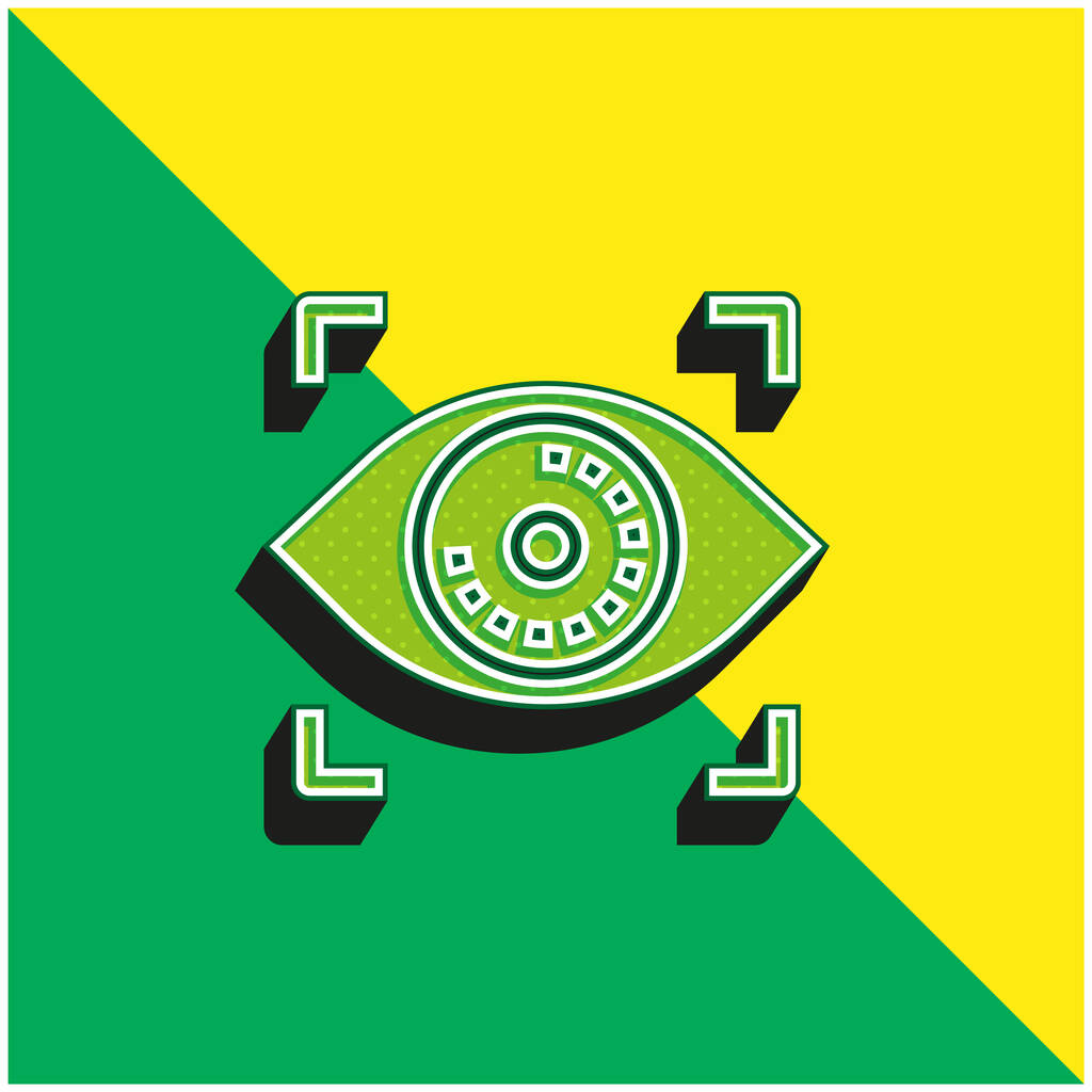Biometrische herkenning Groen en geel modern 3D-vectorpictogram logo - Vector, afbeelding