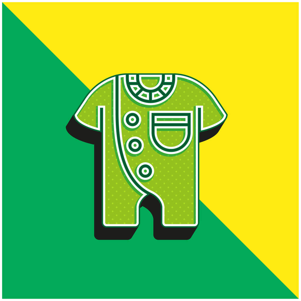 Vücut giysisi Yeşil ve sarı modern 3D vektör simgesi logosu - Vektör, Görsel