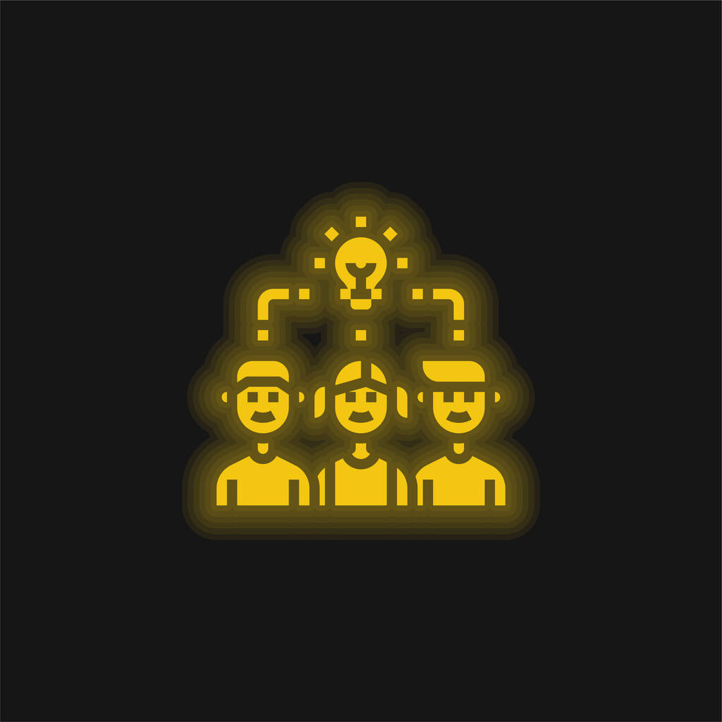Burza mózgów żółta świecąca ikona neonu - Wektor, obraz