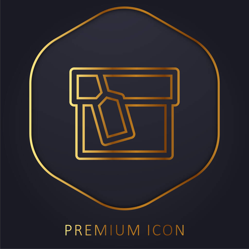 Címkével ellátott doboz arany vonal prémium logó vagy ikon - Vektor, kép