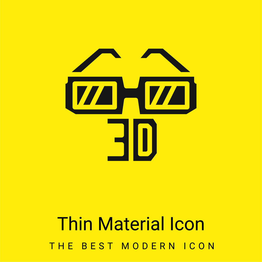 Icône matérielle jaune vif minimale de lunettes 3d - Vecteur, image