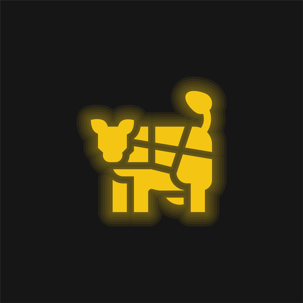 Beef yellow glowing neon icon - Vector, Image
