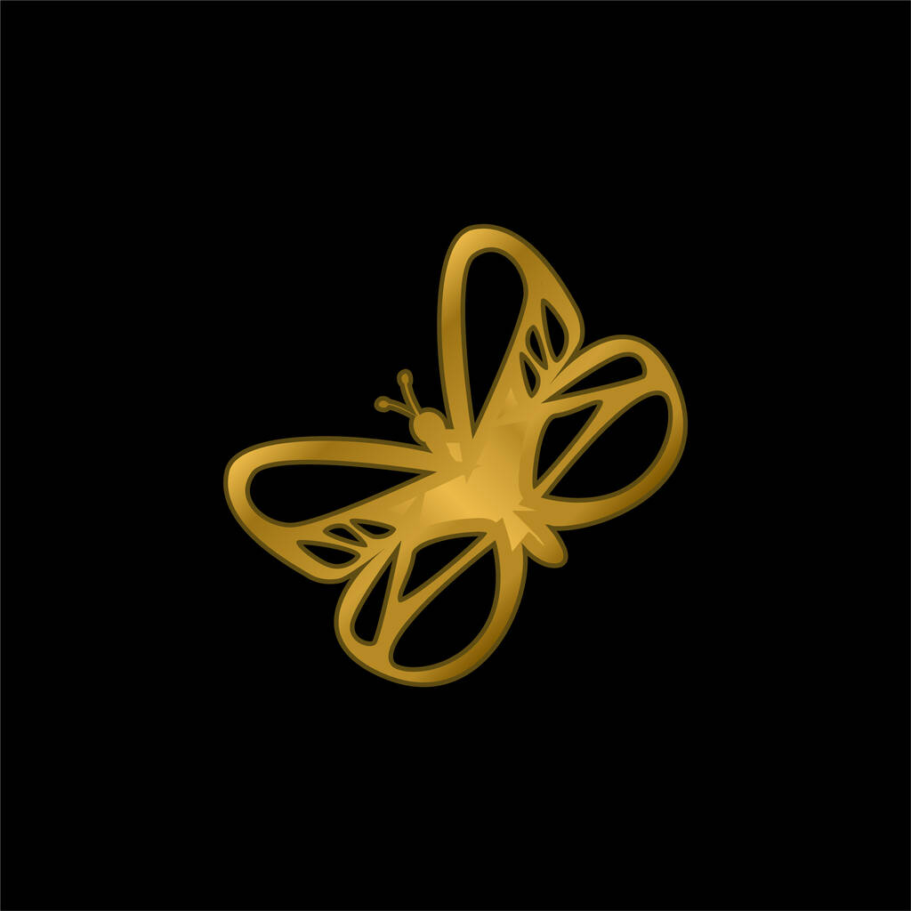 美しい蝶ゴールドメッキ金属アイコンやロゴベクトル - ベクター画像