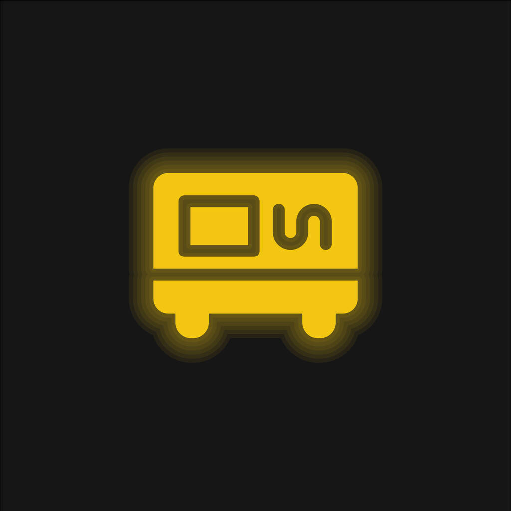 Ar condicionado amarelo brilhante ícone de néon - Vetor, Imagem