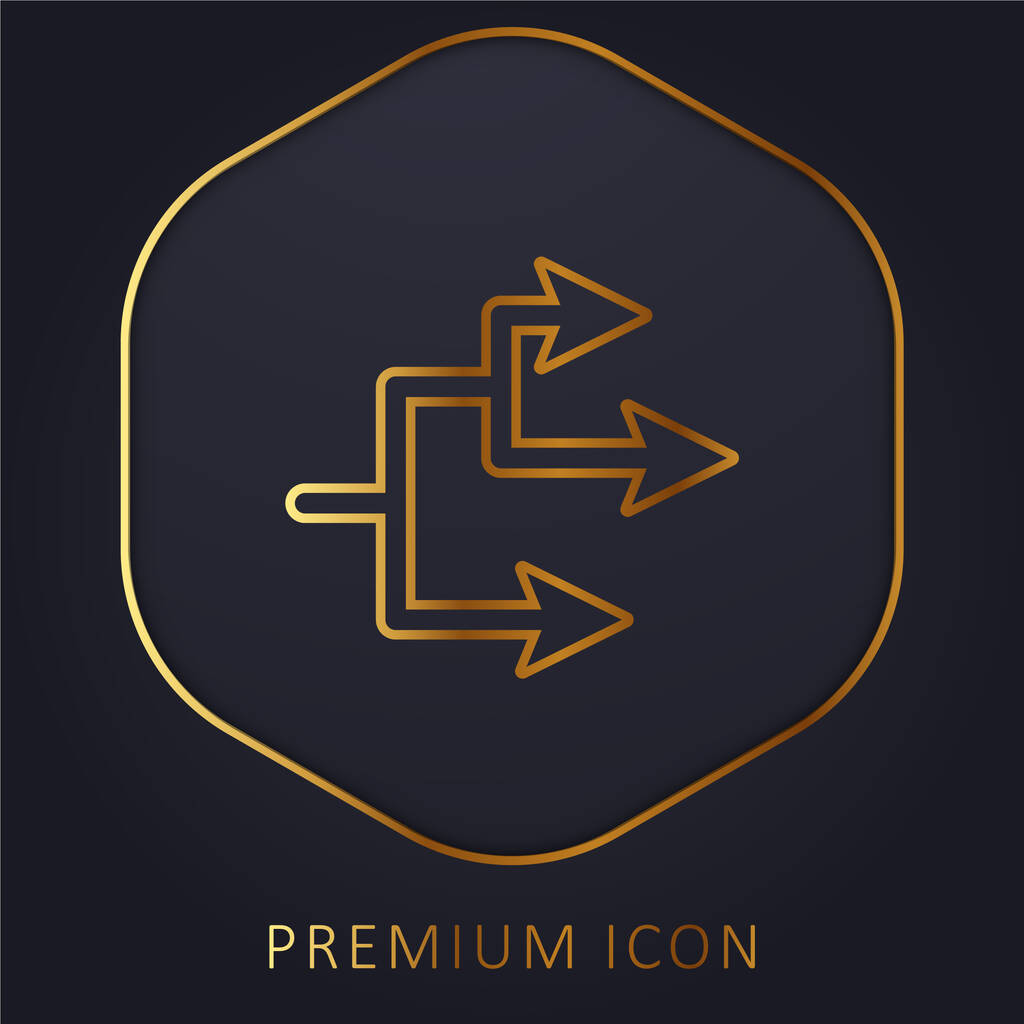 Arrow Connection logotipo de línea dorada premium o icono - Vector, imagen