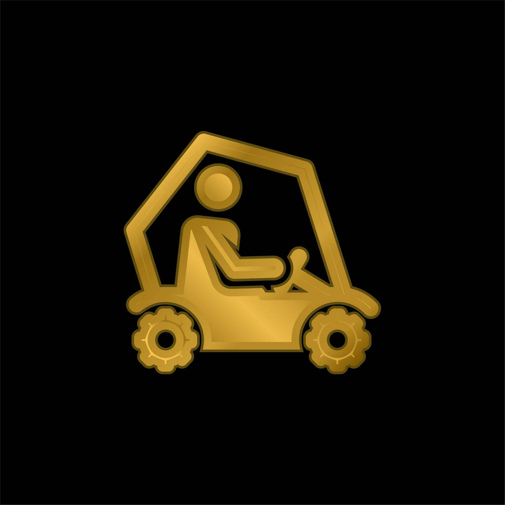 All Terrain gold plated metalic icon or logo vector - Vector, Image