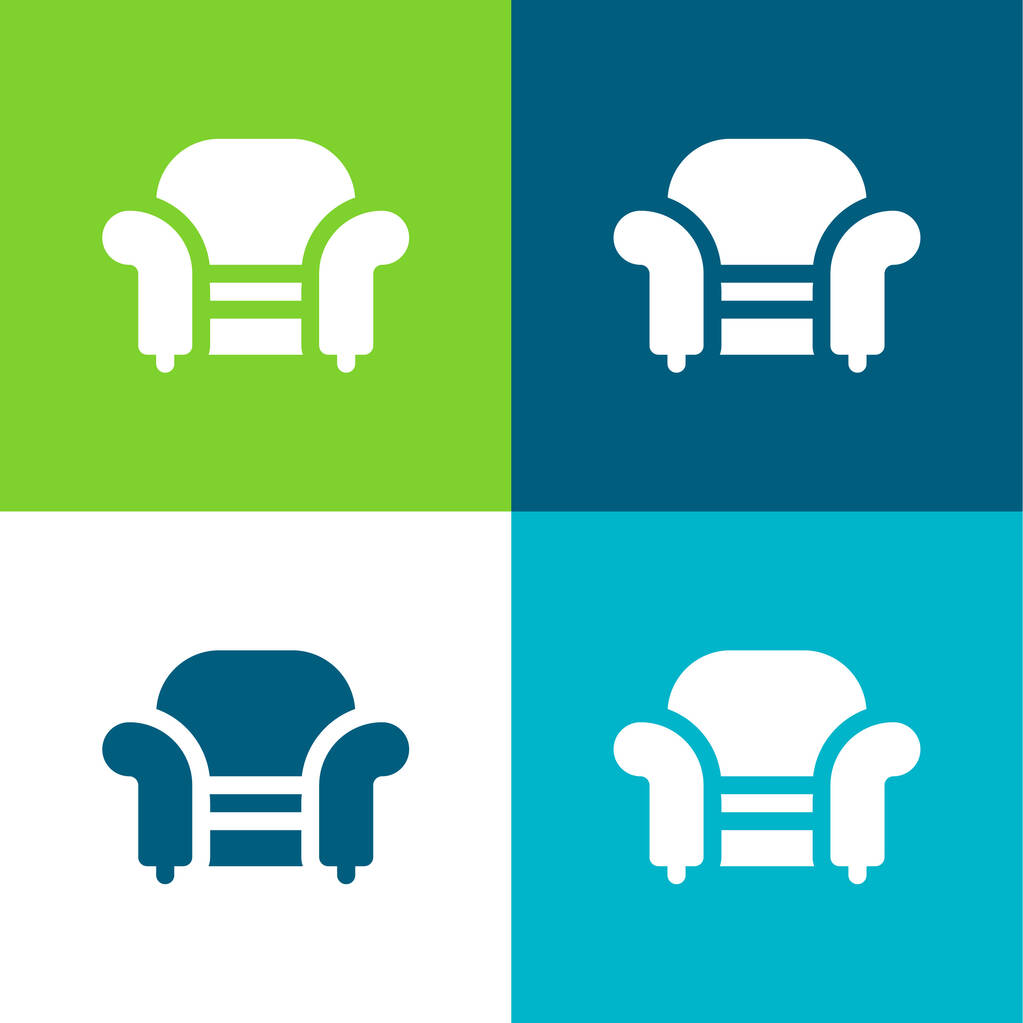 Armchair Flat four color minimal icon set - Vector, Image