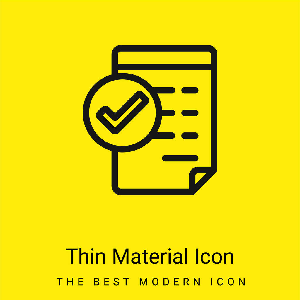 Approve Invoice minimal bright yellow material icon - Vector, Image