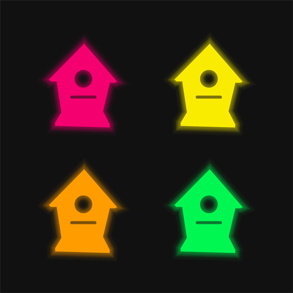 Oiseaux Accueil quatre couleurs brillant icône vectorielle néon - Vecteur, image