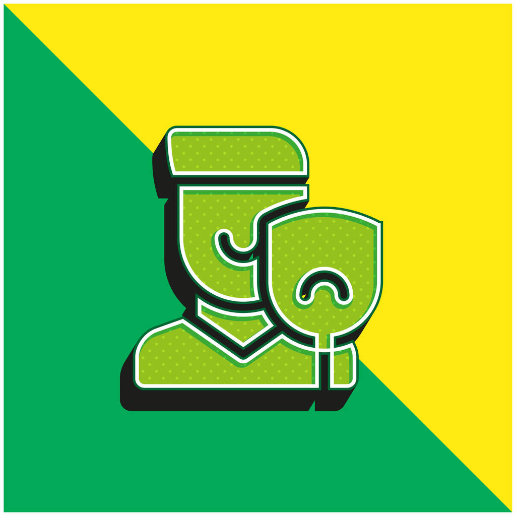 Acteren Groen en geel moderne 3D vector pictogram logo - Vector, afbeelding