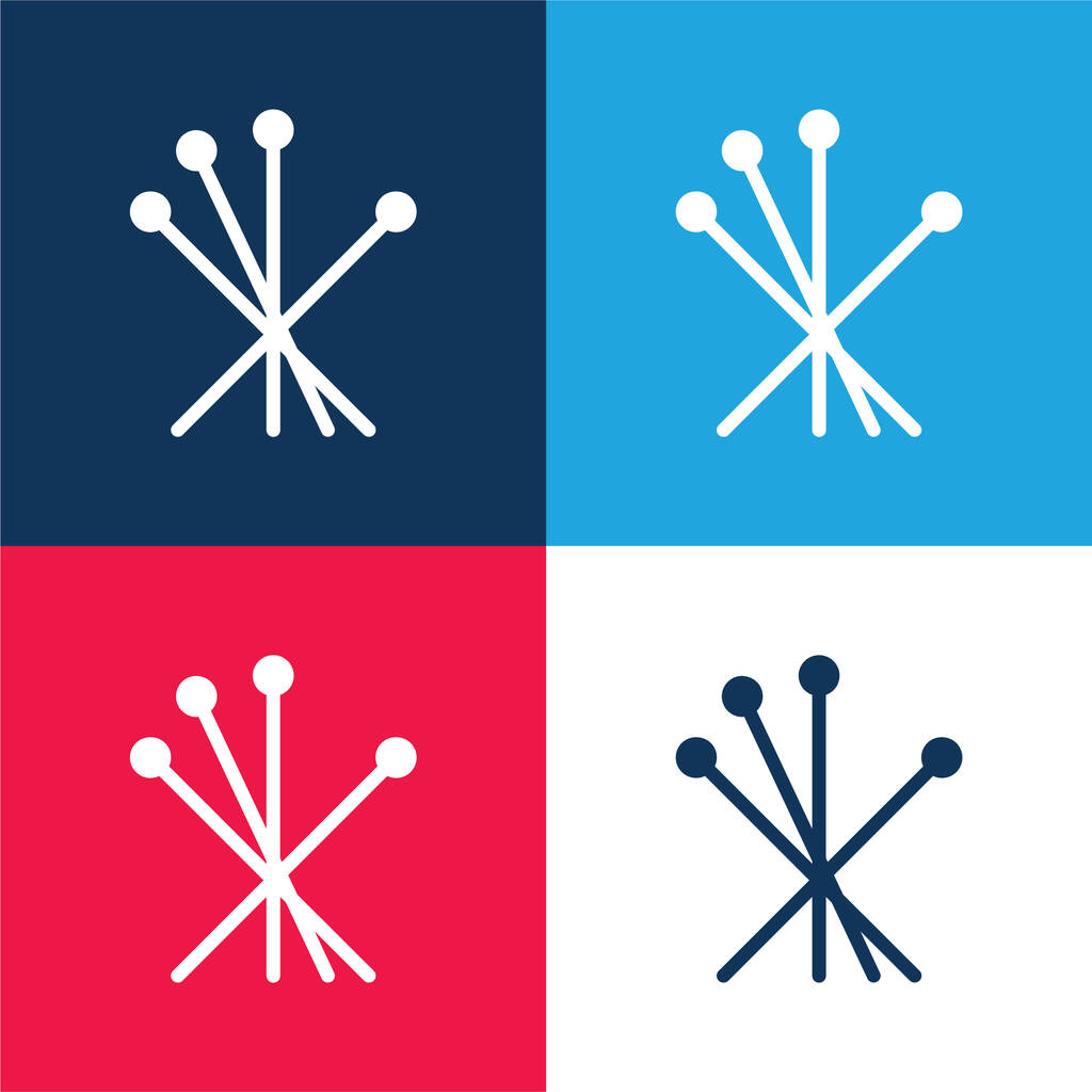 Acupuncture blue and red four color minimal icon set - Vector, Image