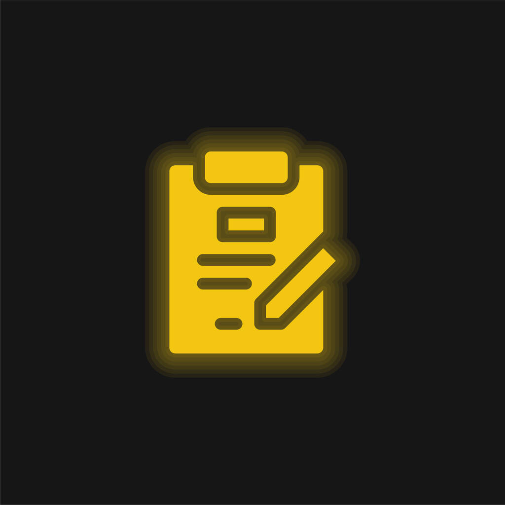 契約黄色の輝くネオンアイコン - ベクター画像