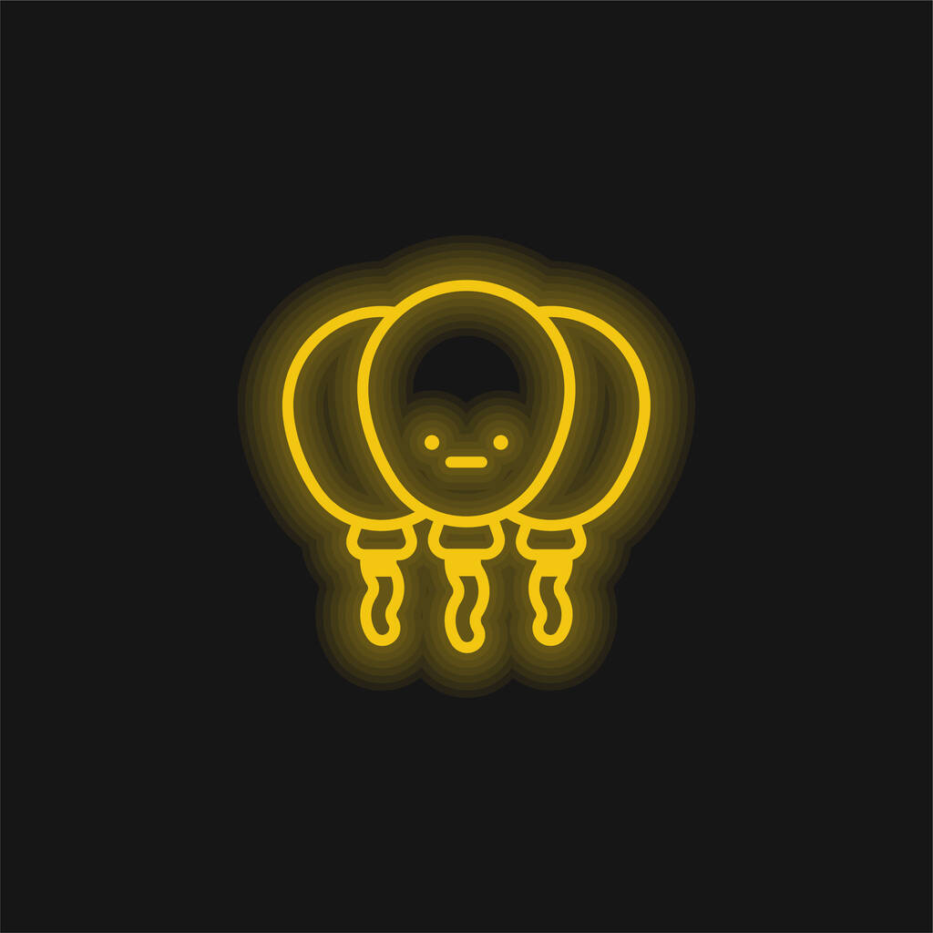 Ballonnen geel gloeiende neon pictogram - Vector, afbeelding