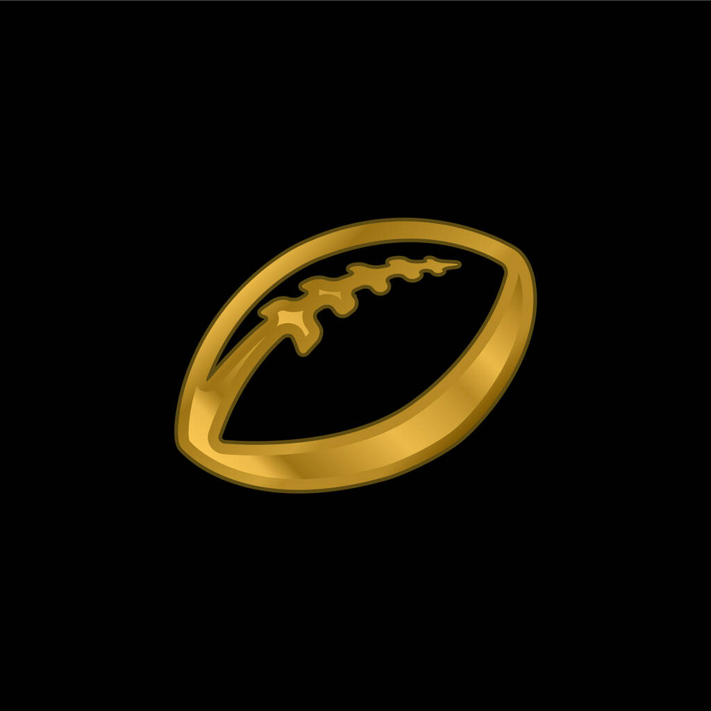 Ball Of Rugby gold plated metalic icon or logo vector - Vector, Image